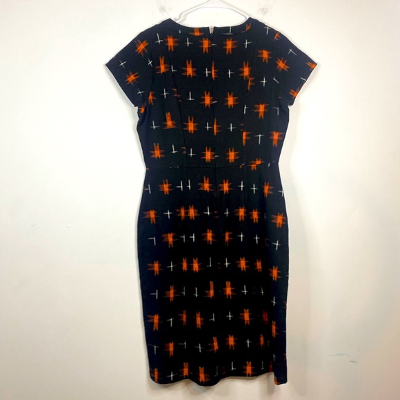 MATA TRADERS Black Cotton Dress with Red Starburst Pattern Sheath Dress - Picture 3 of 5